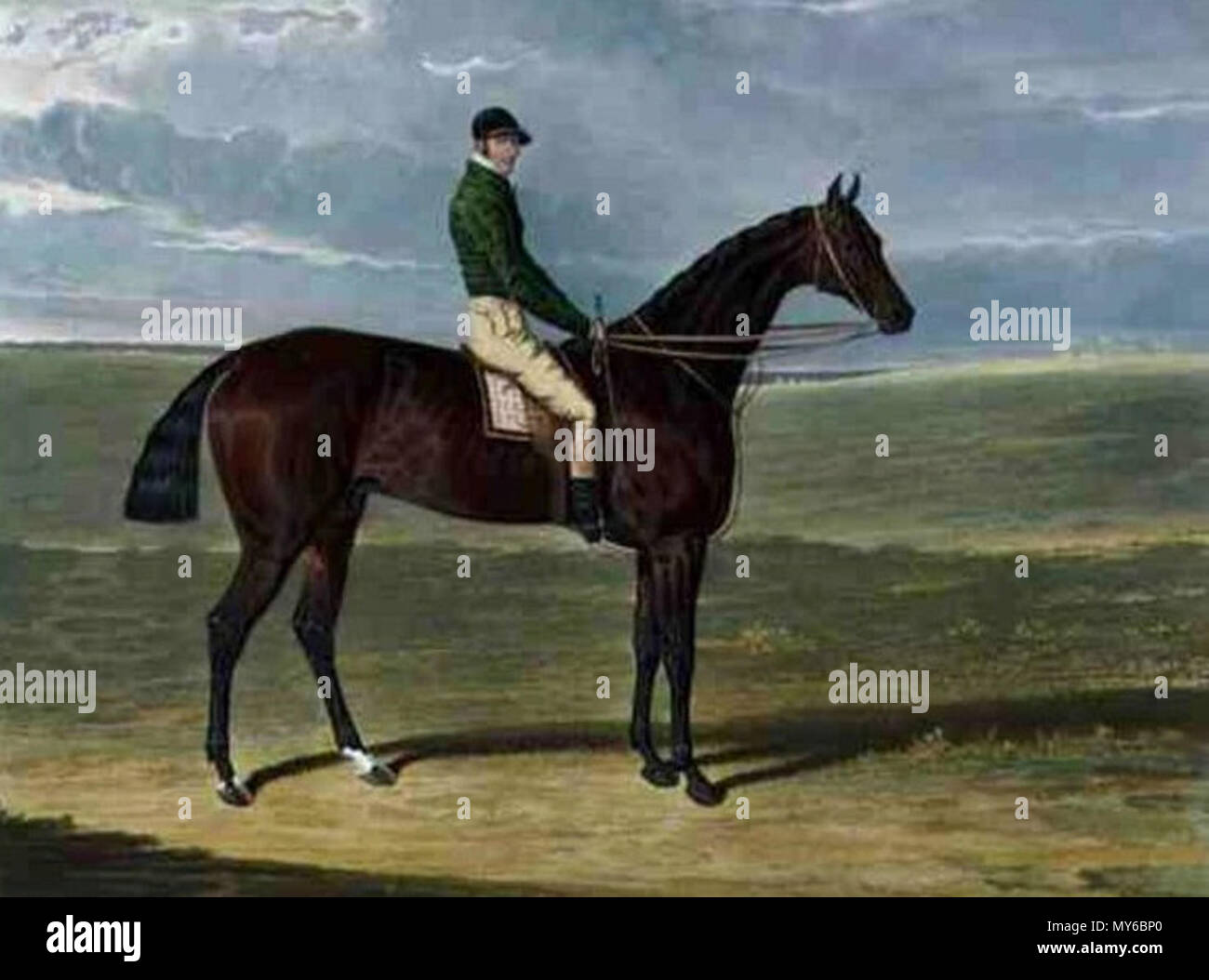 . Englisch: Priam, Sieger von 1830 Epsom Derby. Gemälde von John Frederick Herring Sr (1795-1865). Künstler tot für 147 Jahre. 21. Januar 2012. John Frederick Herring Sr (1795-1865) 437 Priam, Derby Sieger Stockfoto