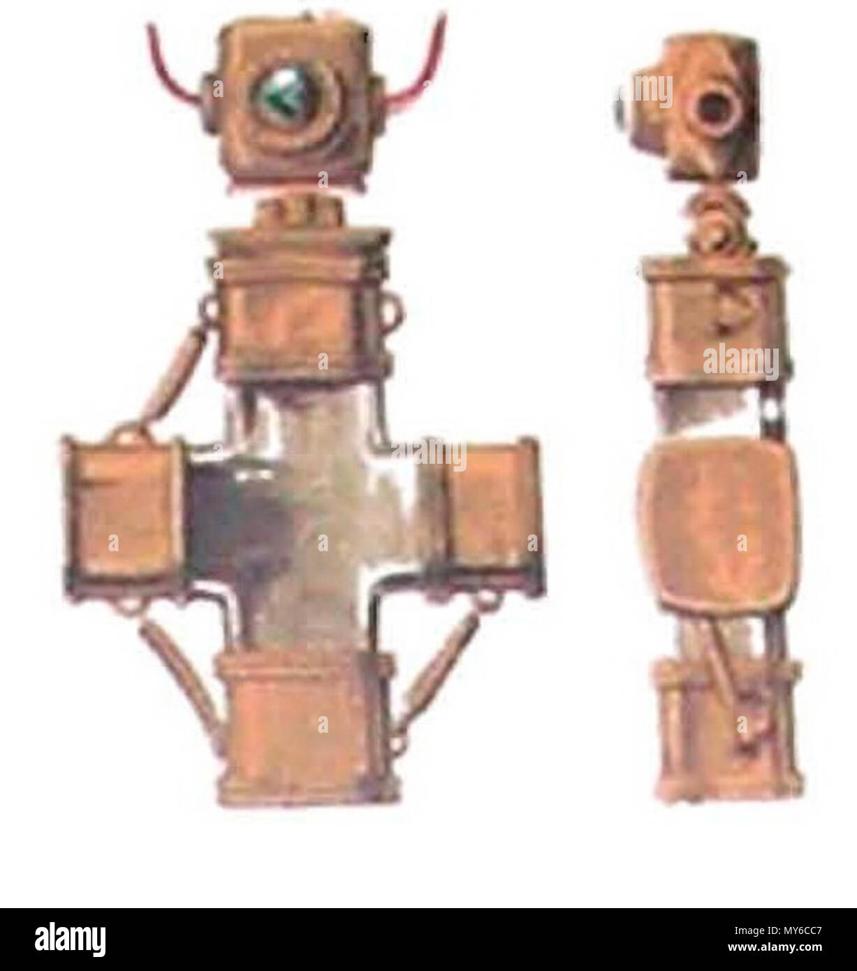 . Русский: Древности государства Российского (Antiquitäten der Russischen Land), 1846 - 1853. T.1. - Иллюстратор Солнцев, Фёдор Григорьевич Старинный резной образ в новгородском Софийском соборе самое время В То, когда петр ich указами своими повелел отбирать церквей и из часовен резные образа и их хранить в ризницах при соборах и монастырях, новгородский собор в Софийский поступило много подобных икон разной величины, из коих изображены Здесь: 1) св. Параскева Пятница с распростертыми в молении руками; 2) неизвестная фигура в царском облачении, короне на зубчатой в голове и в руке скипетром со; 3) Stockfoto