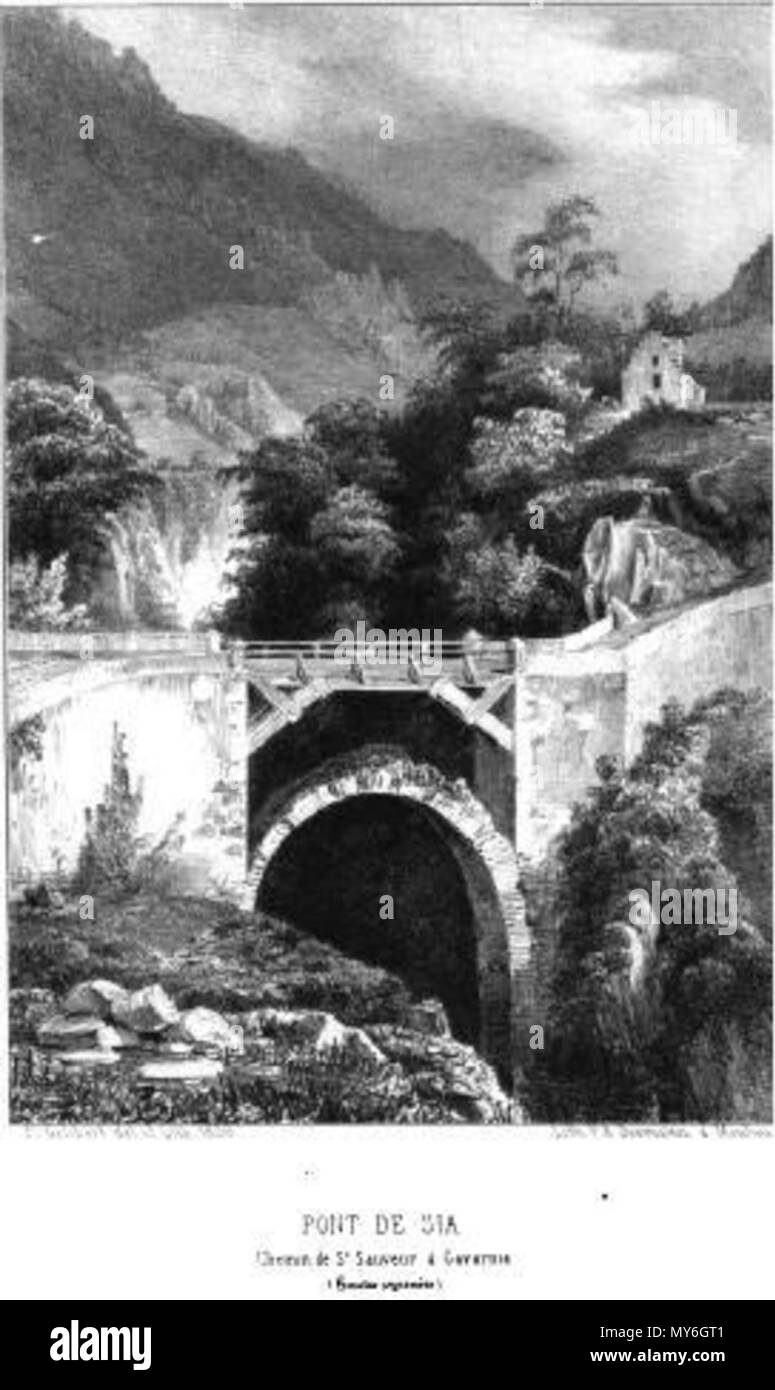 486 Sia-le Pont-Chemin de Saint-Sauveur à Gavarnie - Desrosiers-1836-L'Art en Provinz Stockfoto