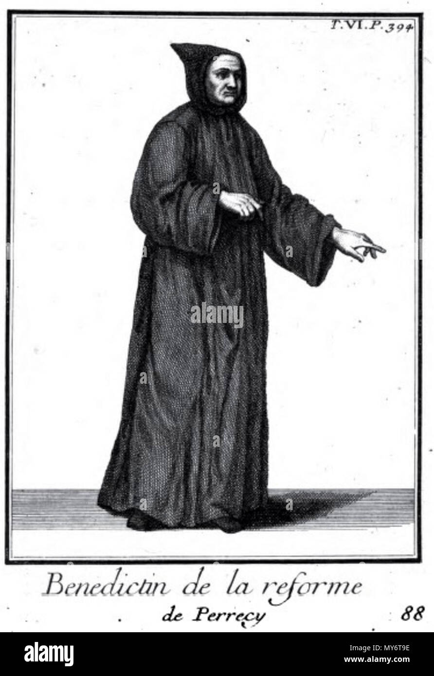 92 Bénédictin de la réforme de Perrecy-Gosselin - 1718 - Histoire des Ordres Monastiques Stockfoto
