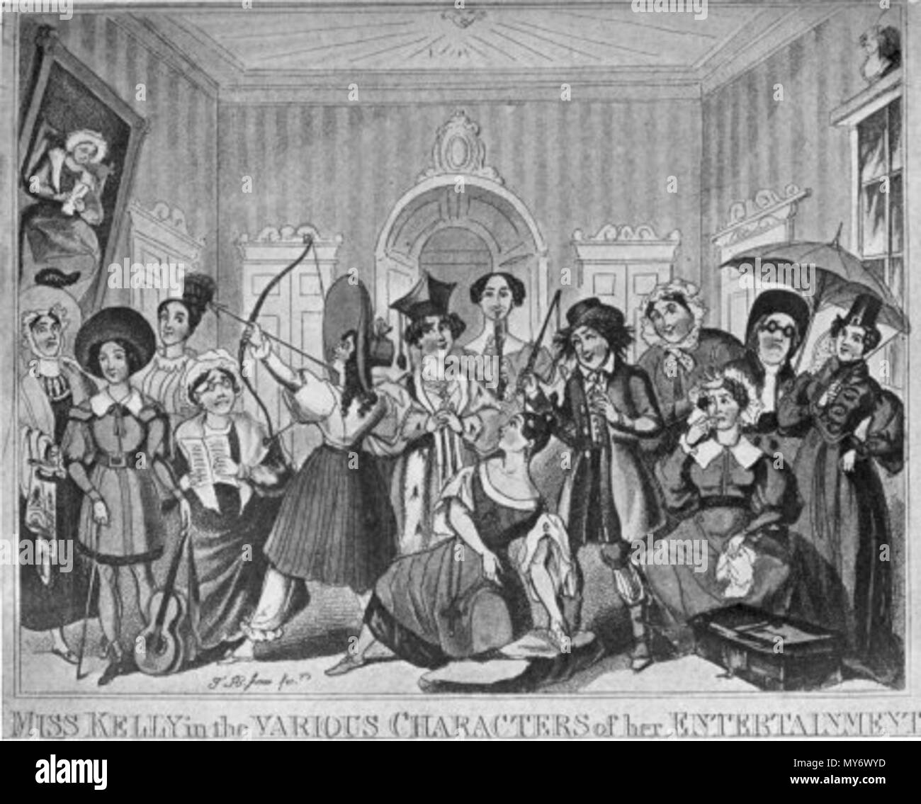 . Englisch: Frances Maria Kelly (15. Oktober 1790, Brighton - 1882), auch als Fanny bekannt, war eine Schauspielerin und Sängerin im Drury Lane Theatre. Vom 3. Dezember 2013, 13:28:26. Charles Lamm? 366 Miss Kelly unterhält Stockfoto