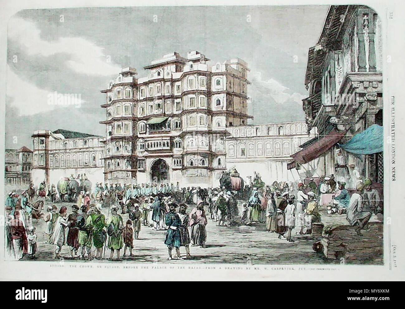 . Englisch: Blick von der Illustrated London News und die Grafik (einige mit später hand Färbung, die alle von ebay Auktionen): 'Loodhianah auf der Sutlej'*, 1846 Der ikh Soldaten', 1846 'British Museum'*, 1851" Eine indische Bahnhof'*, 1854 (siehe oben) "Banyan Tree" * 1856 "Reisende durch die Überschwemmung [Flash Flood]'* überholt, 1856 'Hindu Schurkeen und giftmischerinnen"*, 1857 'Schlange Schlangenbeschwörer in Indien', 1857 'Ruinen, Brahmunabad, Sindh" * 1857 "Hindoostanee Dhoolie, die von Krankenhäusern und im Feld '* verwendet, 1857 "Die Chowk, oder den Platz vor dem Palast des Rajah, Indore'*, Oktober 3, 1857 (mit Stockfoto