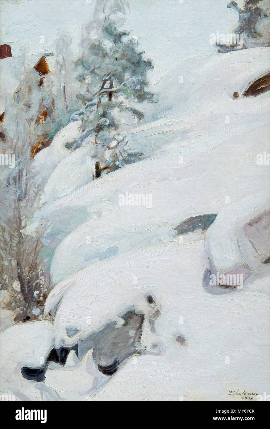 . Englisch: Pekka Halonen: Winter Landschaft, 1908. Öl auf Leinwand 75 x 52,5 cm. . 1908 228 Halonen Winterlandschaft Stockfoto