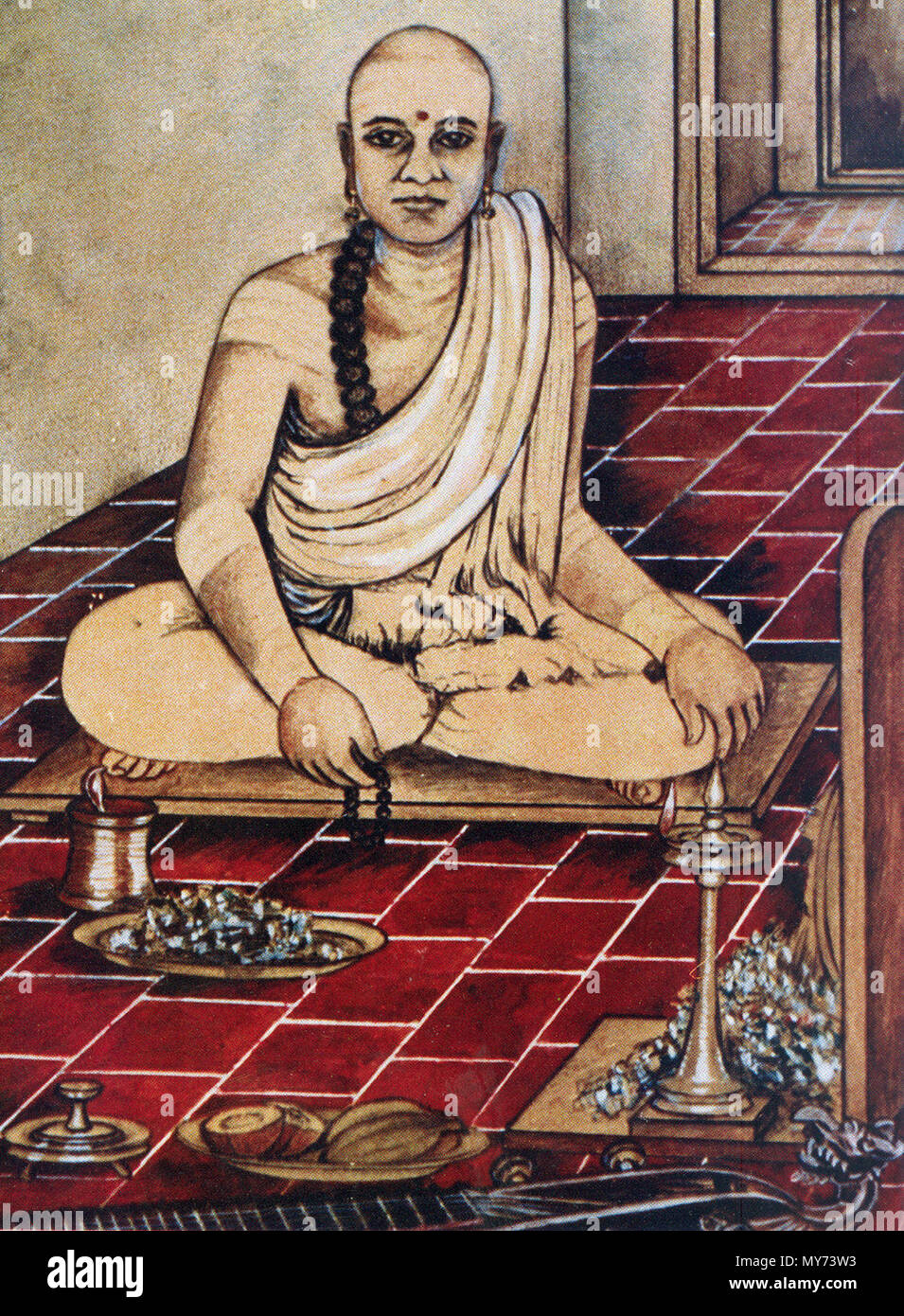 . Dieses Portrait wurde in Anwesenheit von Muthuswamy Dikshitar (1775-1835), ein berühmter Komponist von Karnatische Musik von Royal artist von Ettayapuram Immobilien gemalt. zwischen 1775 und 1835. Royal artist von Ettayapuram 378 Muthuswami Dikshitar Stockfoto