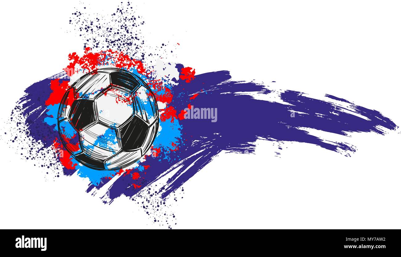Fußball, Fußball, Russische Fahne Sport Spiel, Emblem, Hand gezeichnet Vektor-illustration Skizze Stock Vektor