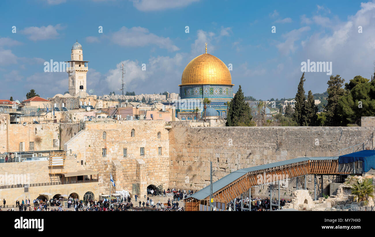 Ein Blick auf den Tempelberg in der Altstadt von Jerusalem, Israel Stockfoto