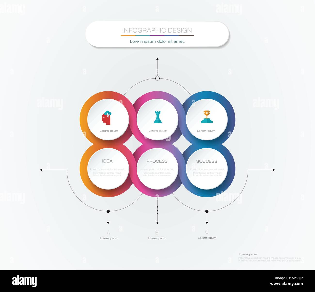 Vektor Infografik 3d Kreis label Template Design. Infograph mit 6 Anzahl Optionen oder Stufen. Infografik Element für Layout, Prozessdiagramm, Teile, c Stock Vektor