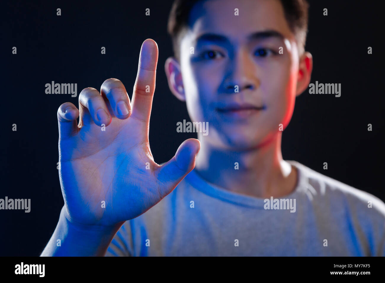 Selektiver Fokus eines männlichen Finger Stockfoto