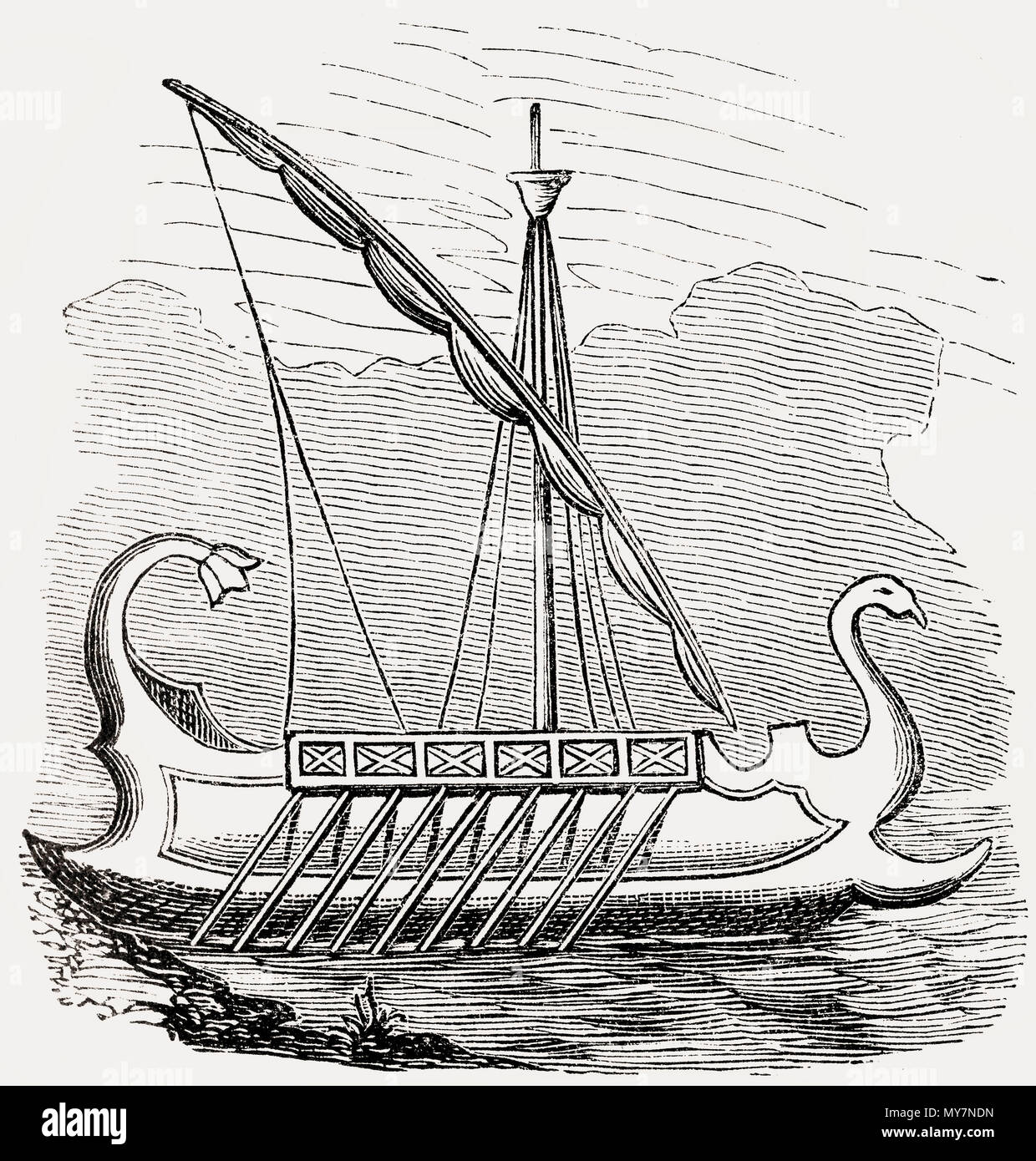 Ein Liburnischen oder Liburna, antiken römischen Schiffes Stockfoto