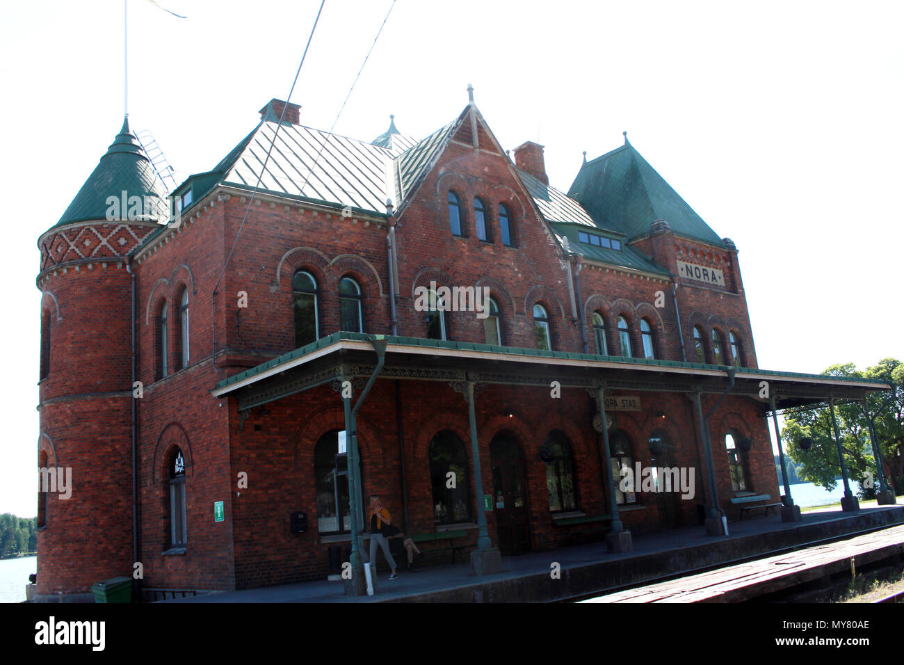 Alter Bahnhof in Nora, Schweden. Stockfoto