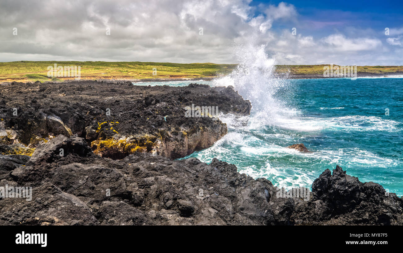 Cliff am südlichen Punkt in der Großen Insel, Hawaii Stockfoto