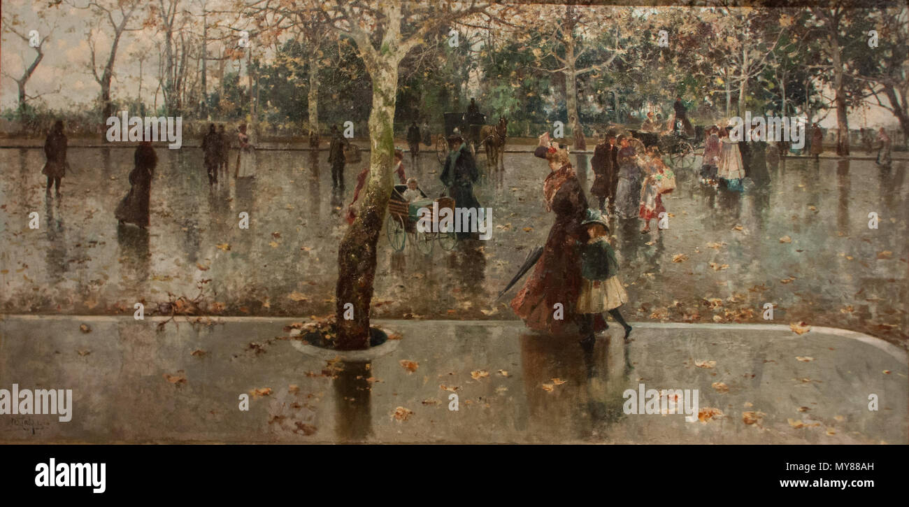 . Italiano: Ultime foglie (Il Viale della Libertà in Una giornata di pioggia) - Michele Catti Olio su tela Acquisto alla Mostra 1906 personale dell'Artista, 1910. 6 März 2016, 18:14:19. Davide Mauro 540 Ultime foglie - Michele Catti Stockfoto
