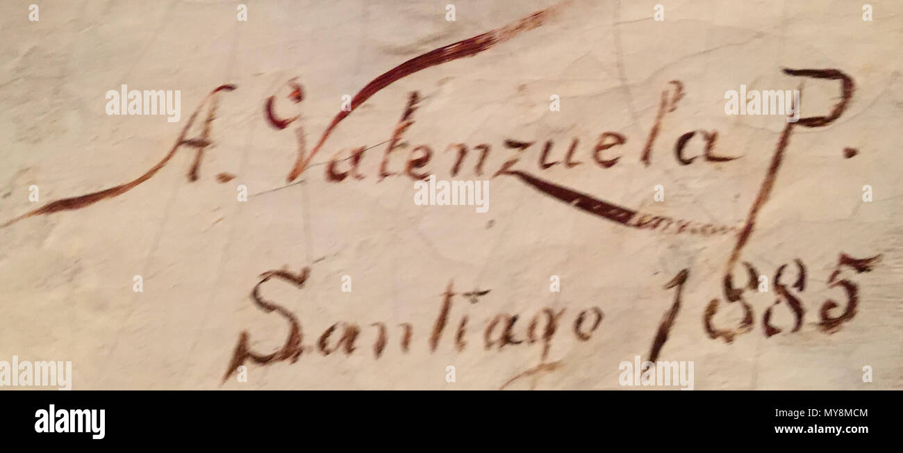 . Español: Firma de Alfredo Valenzuela Puelma. 20 März 2016, 12:44:39. Alfredo Valenzuela Puelma (1856 - 1909) Beschreibung chilenische Maler Geburtsdatum / Tod 18. Februar 1856 vom 27. Oktober 1909 Ort der Geburt / Todes Valparaíso, Chile Villejuif, Frankreich Authority control: Q 2646381 VIAF: ULAN: 500117270 88389496 LCCN: n 2009028742 RKD: 485631 WorldCat 180 Firma de Alfredo Valenzuela P Stockfoto