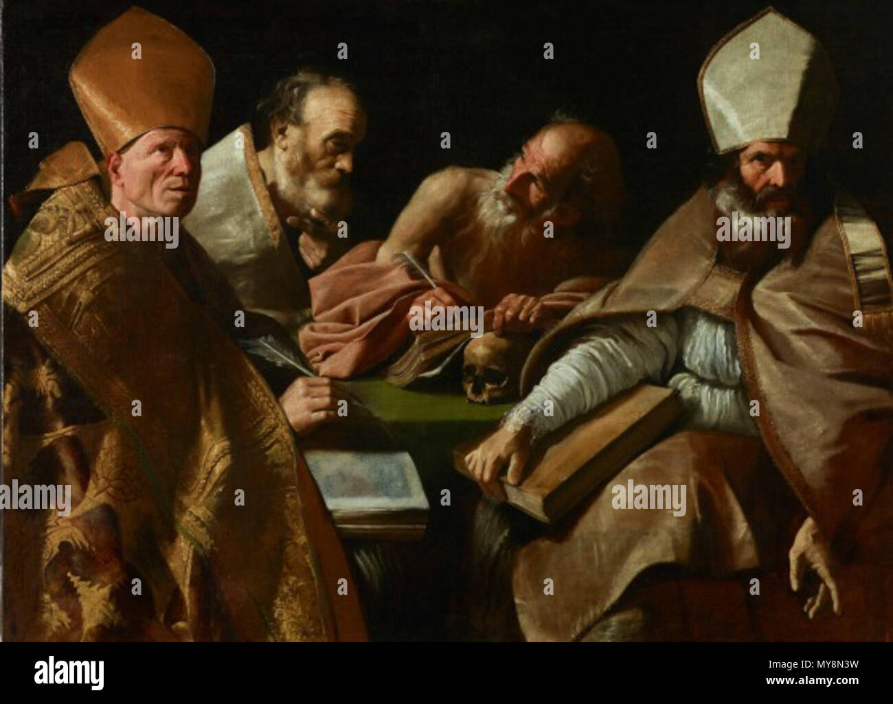 . Español: Los Cuatro padres de la Iglesia Latina, óleo sobre lienzo, 138 x 186 cm, Palacio Real de Madrid. ca. 1635. Louis Vetter, Llamado Luigi Luigi Primo 333 primo-Los Cuatro Consulta de la iglesia Stockfoto