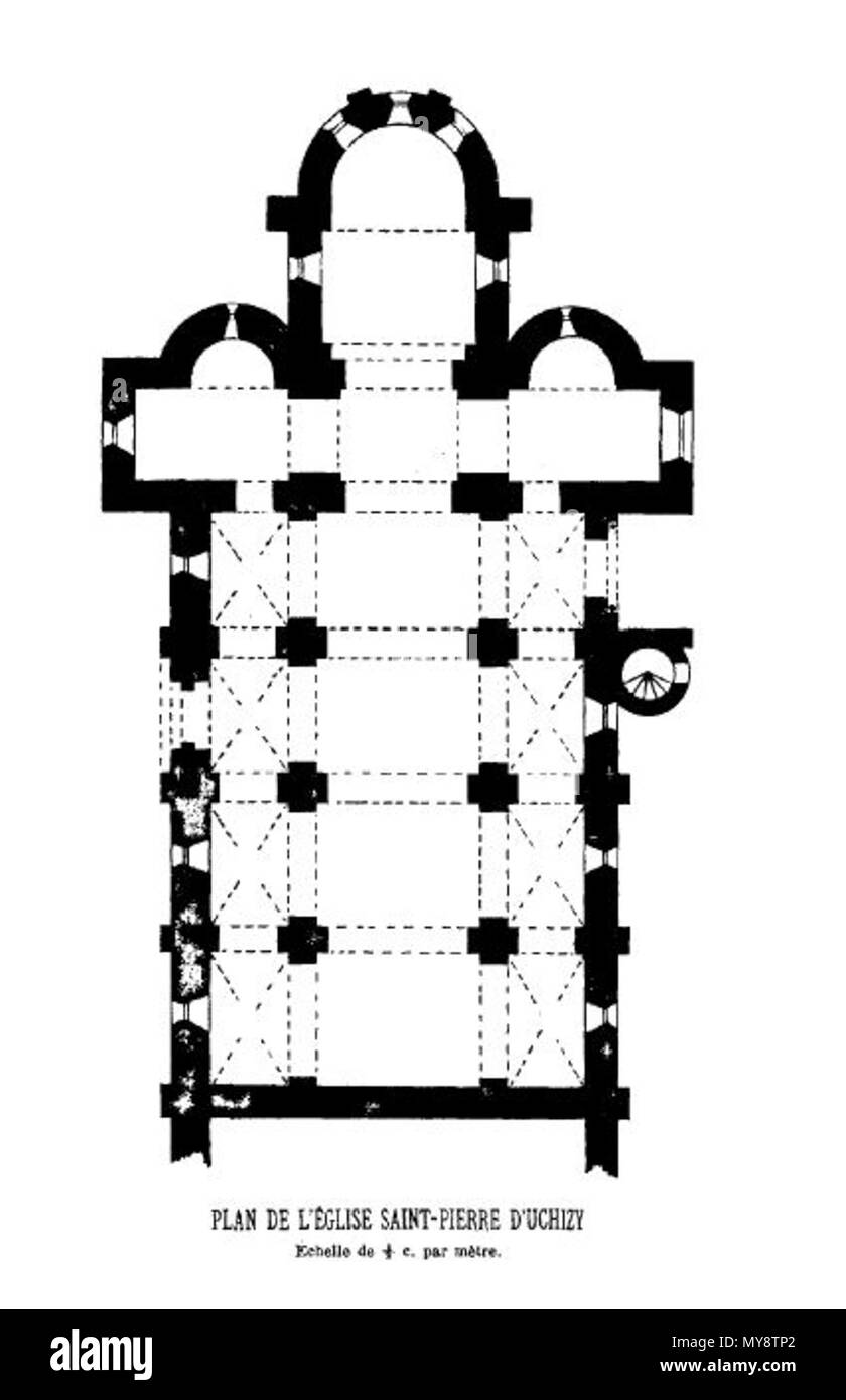 425 Plan de l'église Saint Pierre d'Uchizy Stockfoto