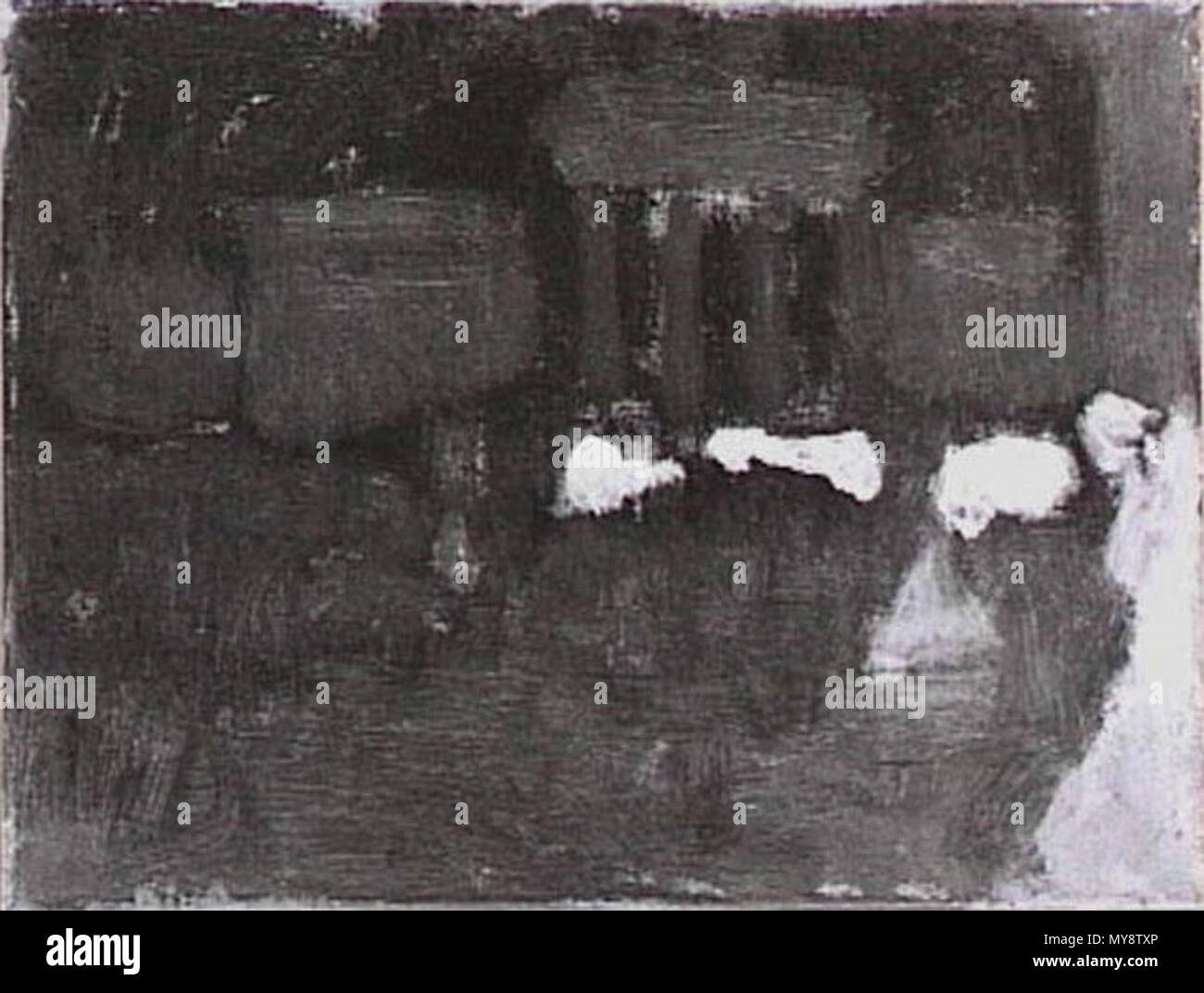 . Q 44407389. Deutsch: De Oude beurs bij Avond. Öl auf Leinwand. 23,5 × 33,5 cm (9.2 x 13.1 in.). Rijksmuseum Amsterdam. Fehlende 1959. . Ca. 1880-1903 134 De Oude beurs bij avond Rijksmuseum Amsterdam SK-A-3552 Stockfoto