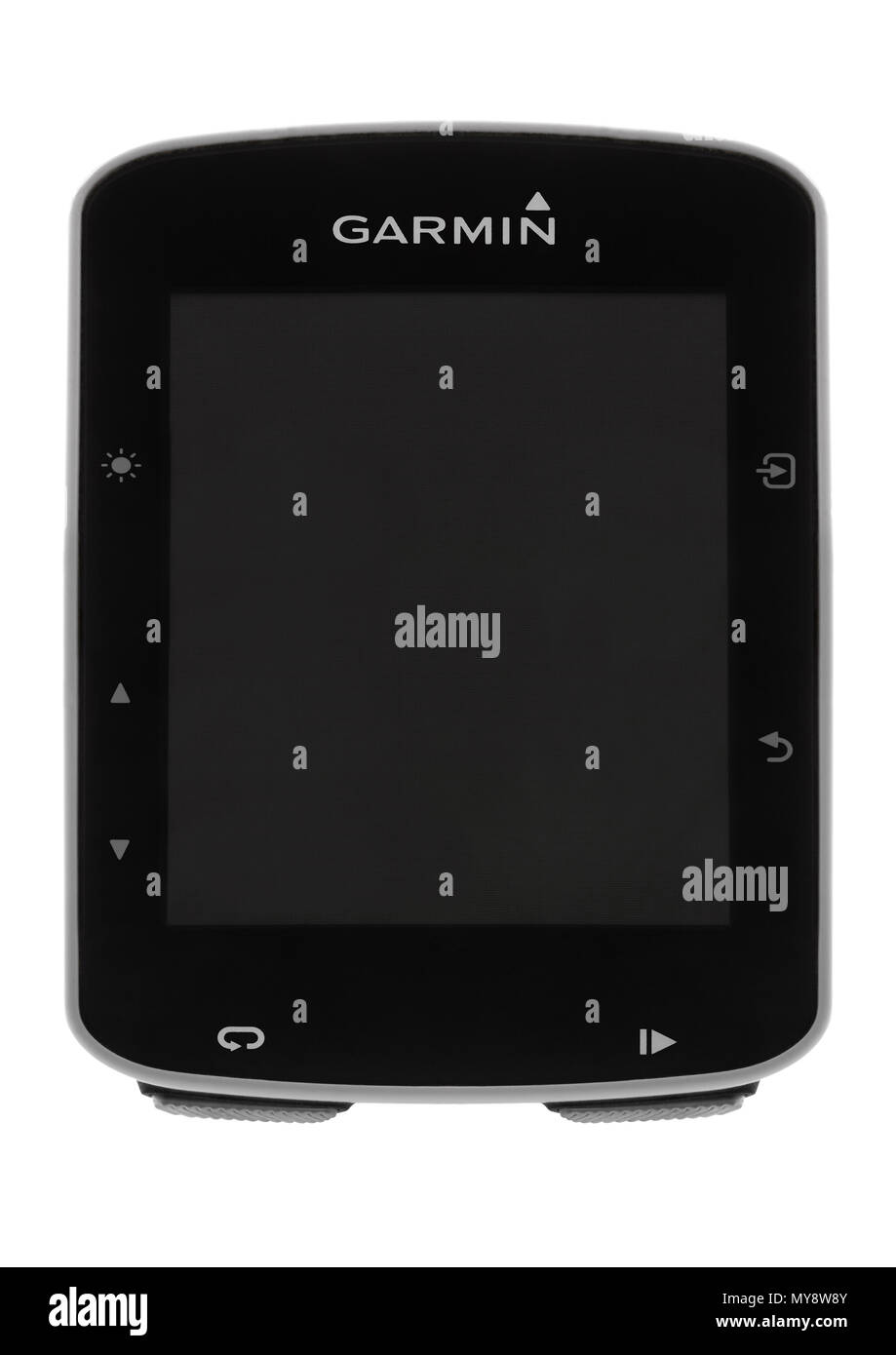 Garmin Edge 520 GPS-Fahrradcomputer auf weißem Hintergrund Stockfoto