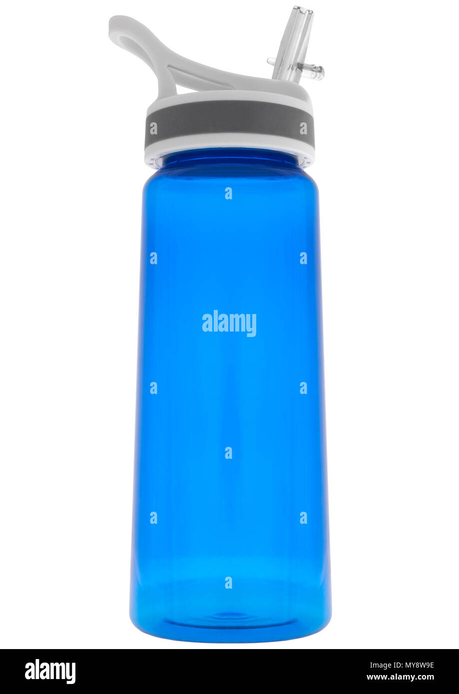 Kunststoff blau Getränke Flasche auf weißem Hintergrund Stockfoto