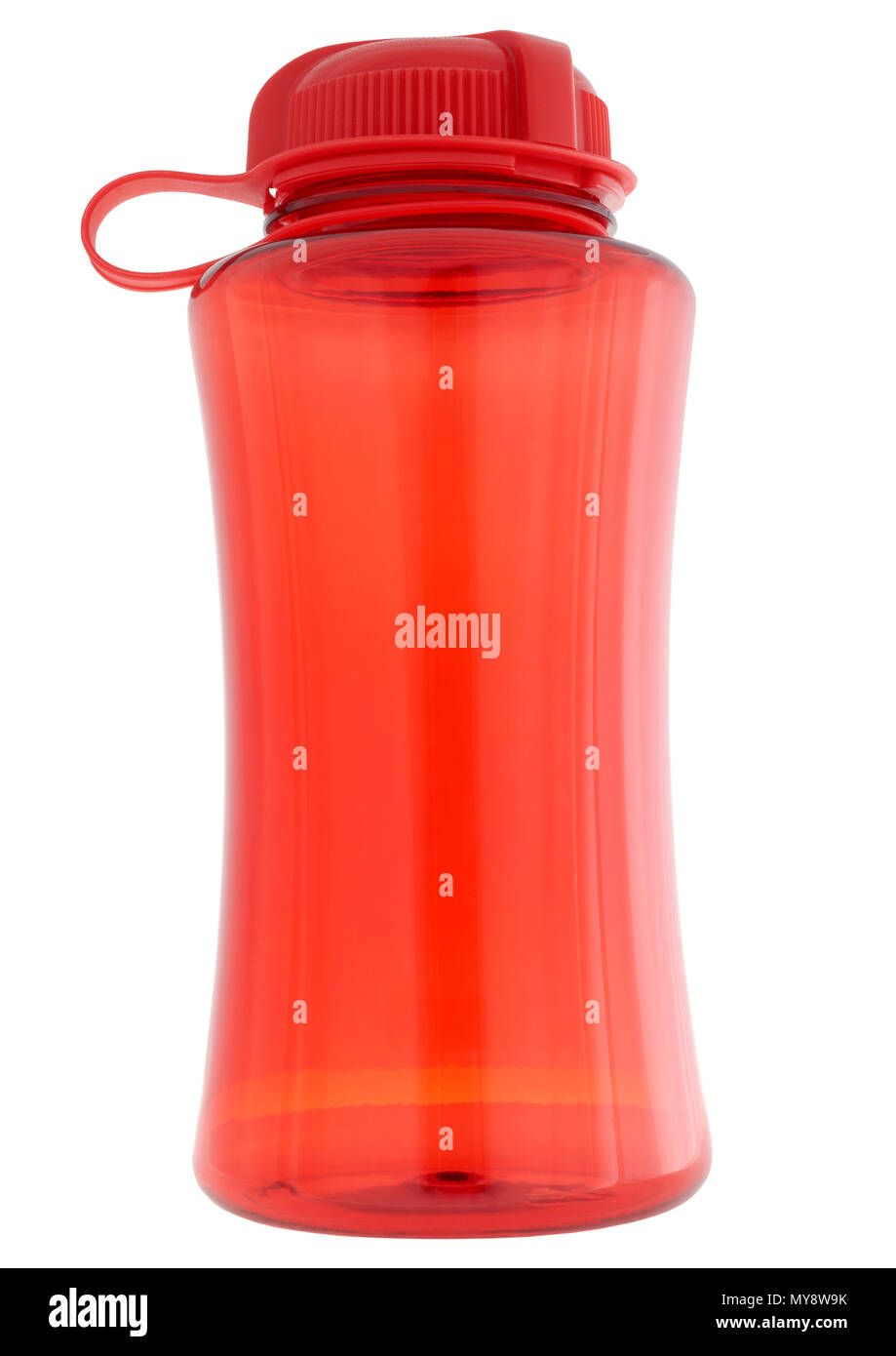 Aus rotem Kunststoff Trinkflasche auf weißem Hintergrund Stockfoto