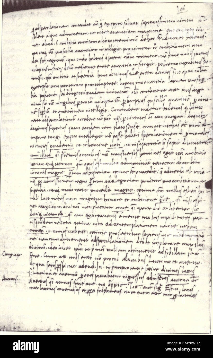 . Englisch: Notes ein Student aus einem landino der Universität Kurse auf Virgil im Manuskript Florenz, Biblioteca Medicea Laurenziana, 52.32, fol. 96 r. English: Aufzeichnungen eines Teilnehmers des Vergil-Kurses Landinos. Handschrift Florenz, Biblioteca Medicea Laurenziana, 52.32, fol. 96 r. 15. Jahrhundert. Cristoforo Landino 312 Landino, Biblioteca Medicea Laurenziana 52.32 Stockfoto