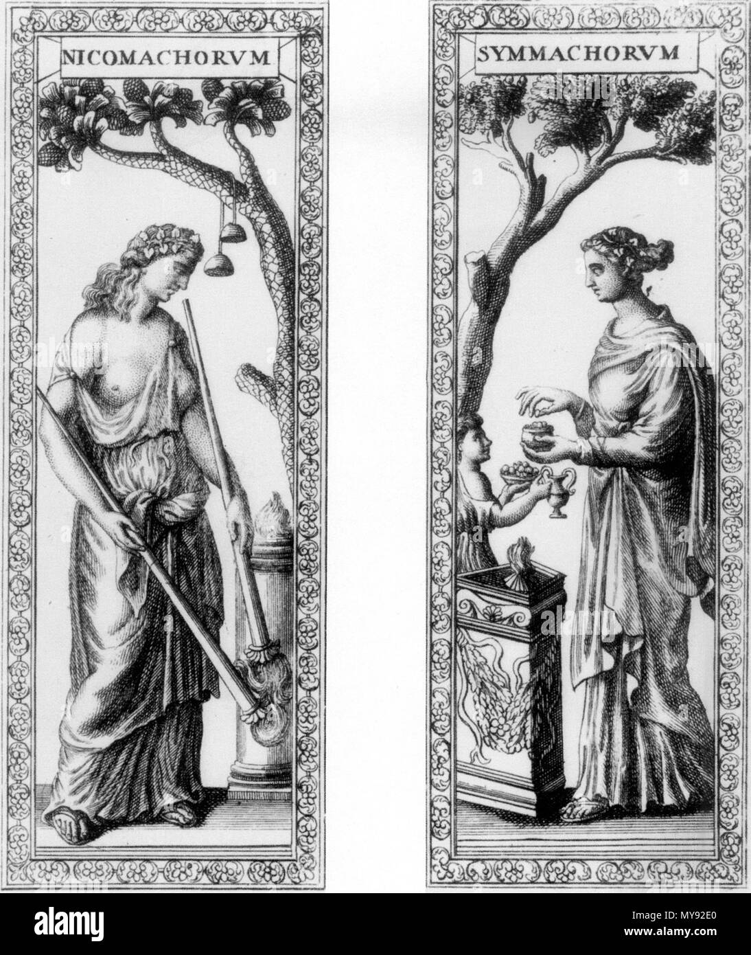 141 Diptychon NicoSym Gravur Stockfoto