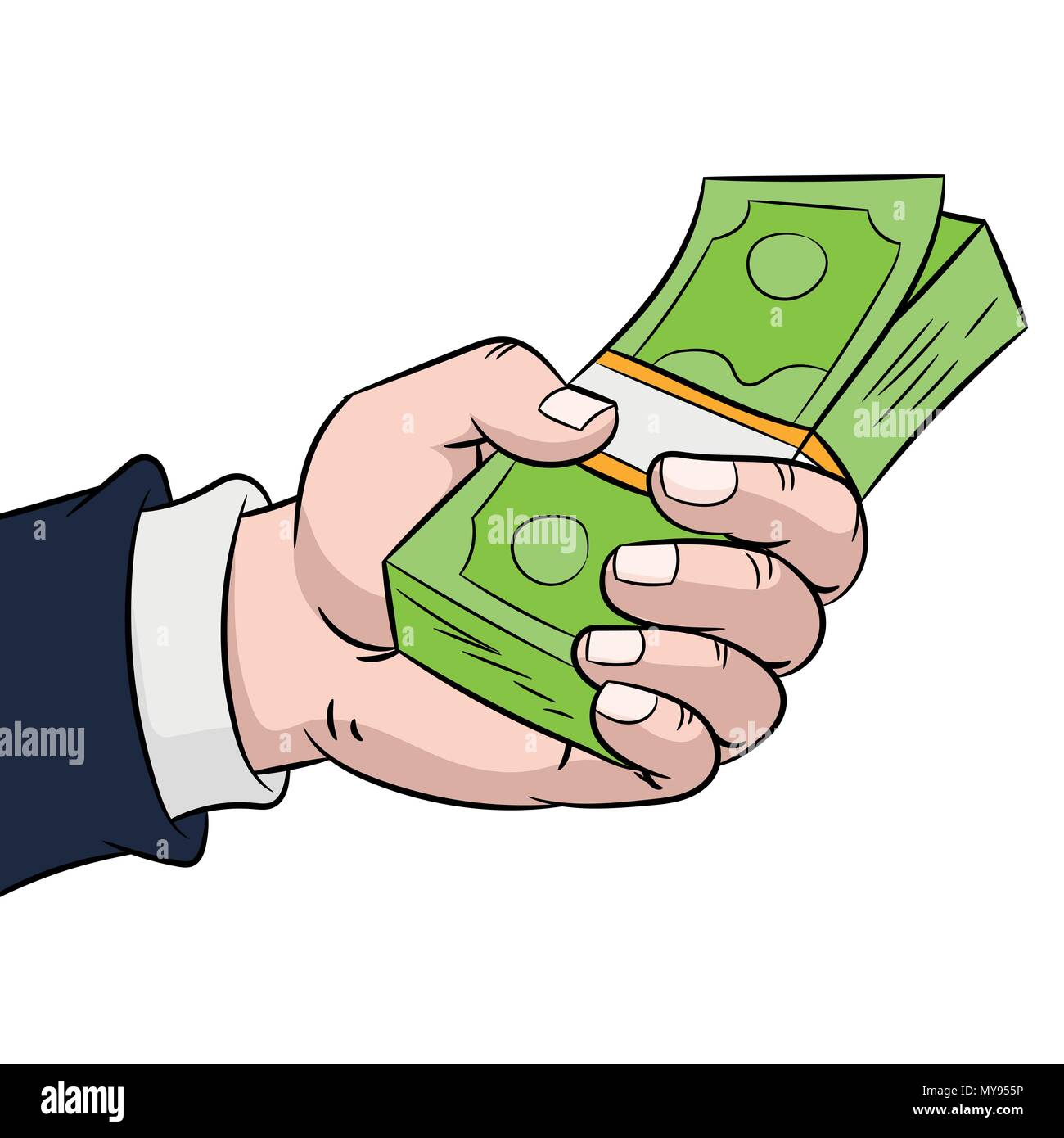 Hand halten, Geld, Flachbild vektor design für Business und Finanzen Konzept - Vector Illustration Stock Vektor