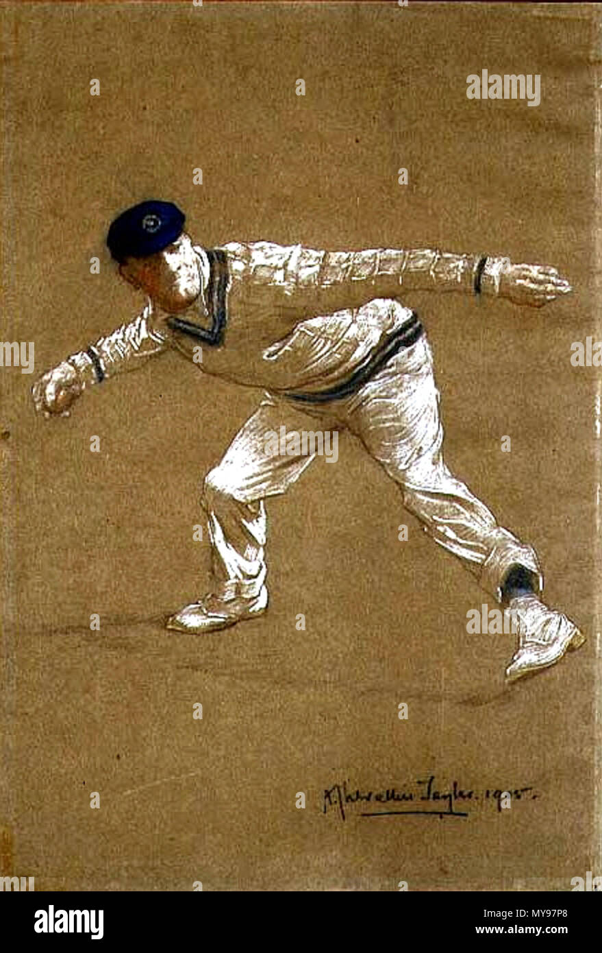 . Gilbert Laird Jessop nach einem Foto von George William Beldam. 1905. Albert Chevallier Tayler (1862 - 1925) Beschreibung britische Maler Geburtsdatum / Tod am 5. April 1862 vom 20. Dezember 1925 Ort der Geburt / Todes Essex London Authority control: Q 595359 VIAF: 95778832 ULAN: 500015934 RKD: 76619 George Beldam (1868 - 1937) Beschreibung der britische Fotograf und cricketer Datum der Geburt / Tod 1. Mai 1868 vom 23. November 1937 Ort der Geburt / Tod neues Kreuz Farnham Authority control: Q 5536862 VIAF: 93820026 LCCN: Nr. 2015128141 WorldCat 28 Albert Chevallier Tayler - Gilbert Laird Stockfoto