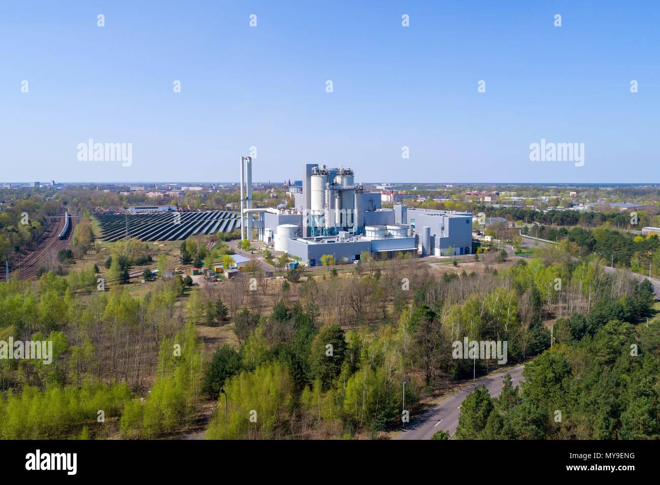 Luftbild des Heizkraftwerk Cottbus, Cottbus (Brandenburg), 18 Apr 2018 | Verwendung weltweit Stockfoto