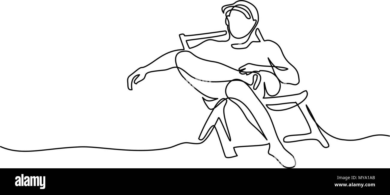 Man relaxen im Liegestuhl in der Nähe von Meer Stock Vektor