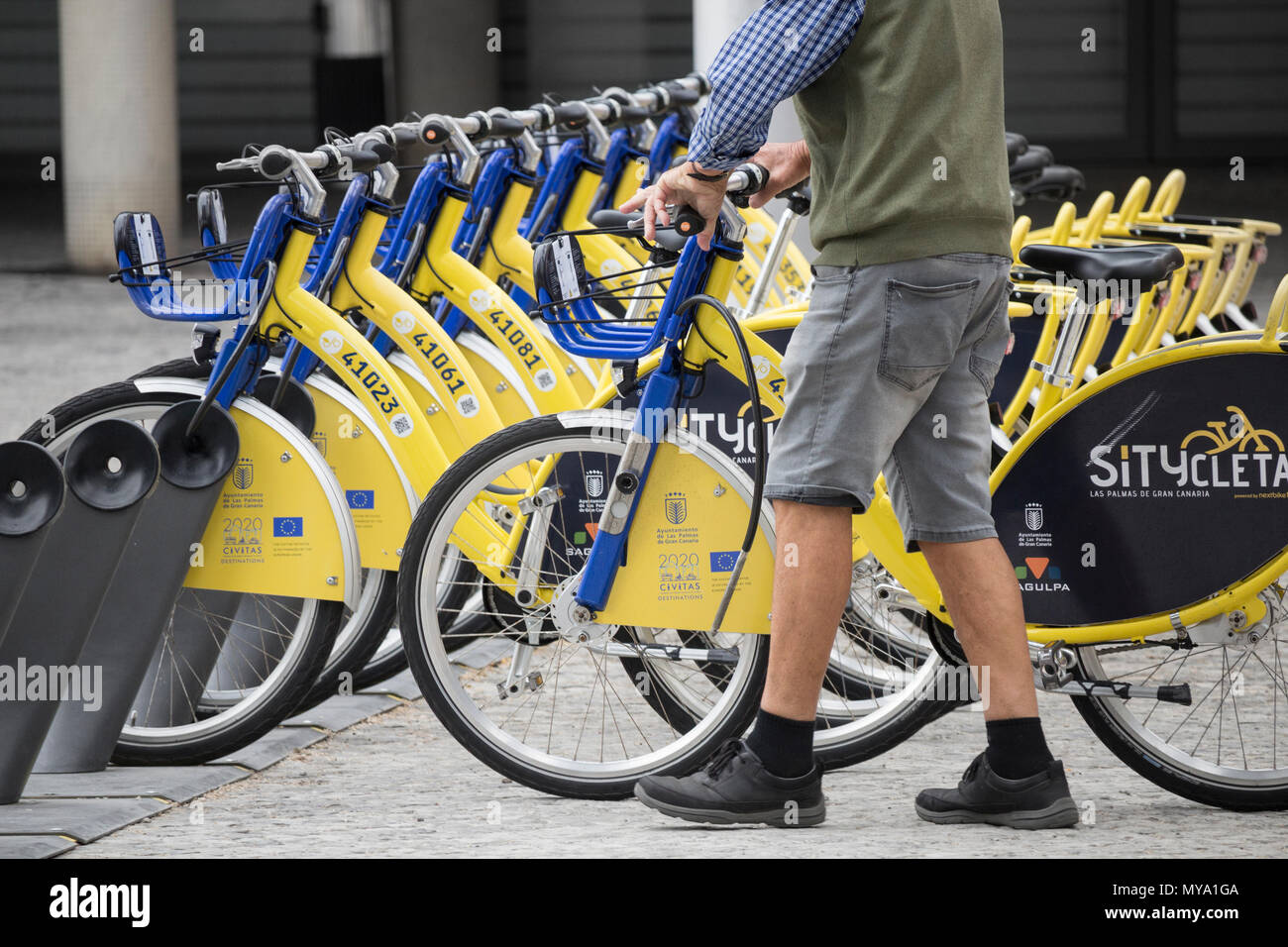 (Sitycleta Nextbike) City Bikes in Las Palmas, der Hauptstadt von Gran Canaria, Kanarische Inseln, Spanien Stockfoto