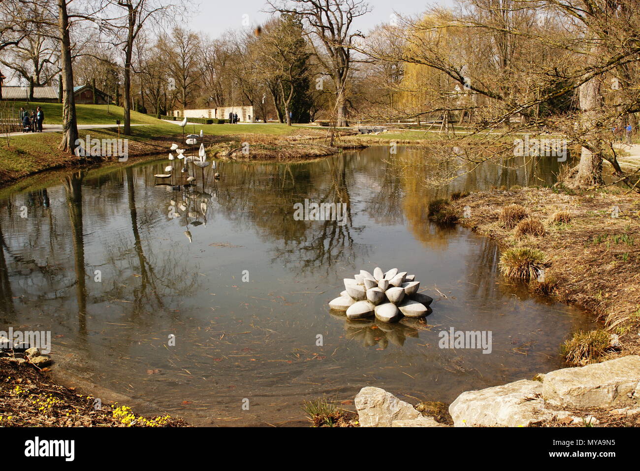 Teich im Öhringer Hofgarten Stockfoto