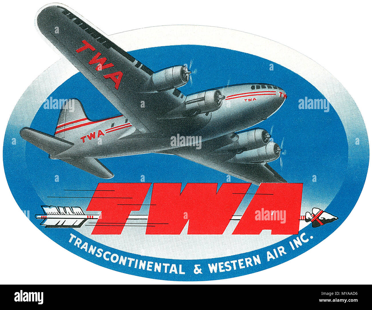 Vintage Gepäckanhänger für TWA. Stockfoto
