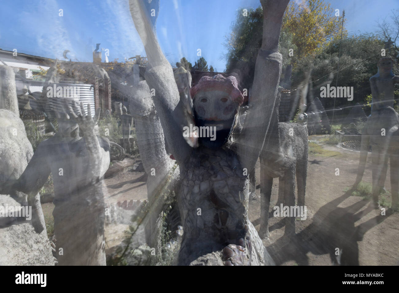 Die Owl House in der Südafrikanischen karoo Dorf Nieu Bethesda zeigt die Kunstwerke der reclusive Helen Martins, der 1976 Selbstmord begangen Stockfoto