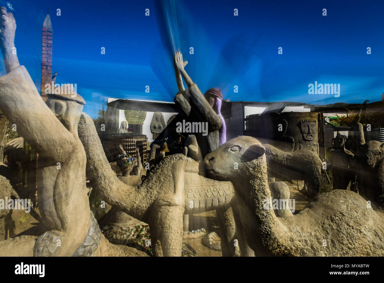 Die Owl House in der Südafrikanischen karoo Dorf Nieu Bethesda zeigt die Kunstwerke der reclusive Helen Martins, der 1976 Selbstmord begangen Stockfoto