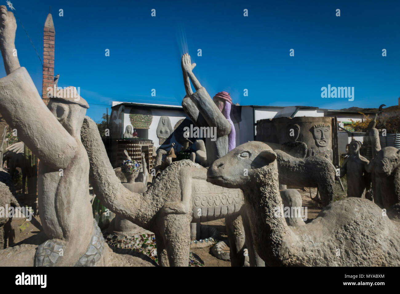 Die Owl House in der Südafrikanischen karoo Dorf Nieu Bethesda zeigt die Kunstwerke der reclusive Helen Martins, der 1976 Selbstmord begangen Stockfoto