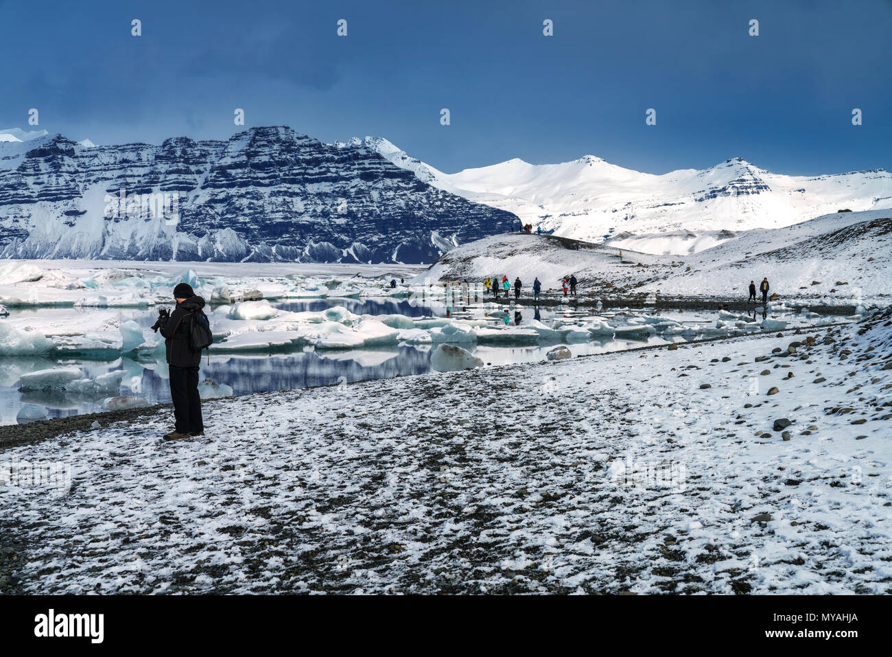 Eisberge im Jökulsárlón, Breidamerkurjokull Gletscher, Vatnajökull-Eiskappe, Island Stockfoto