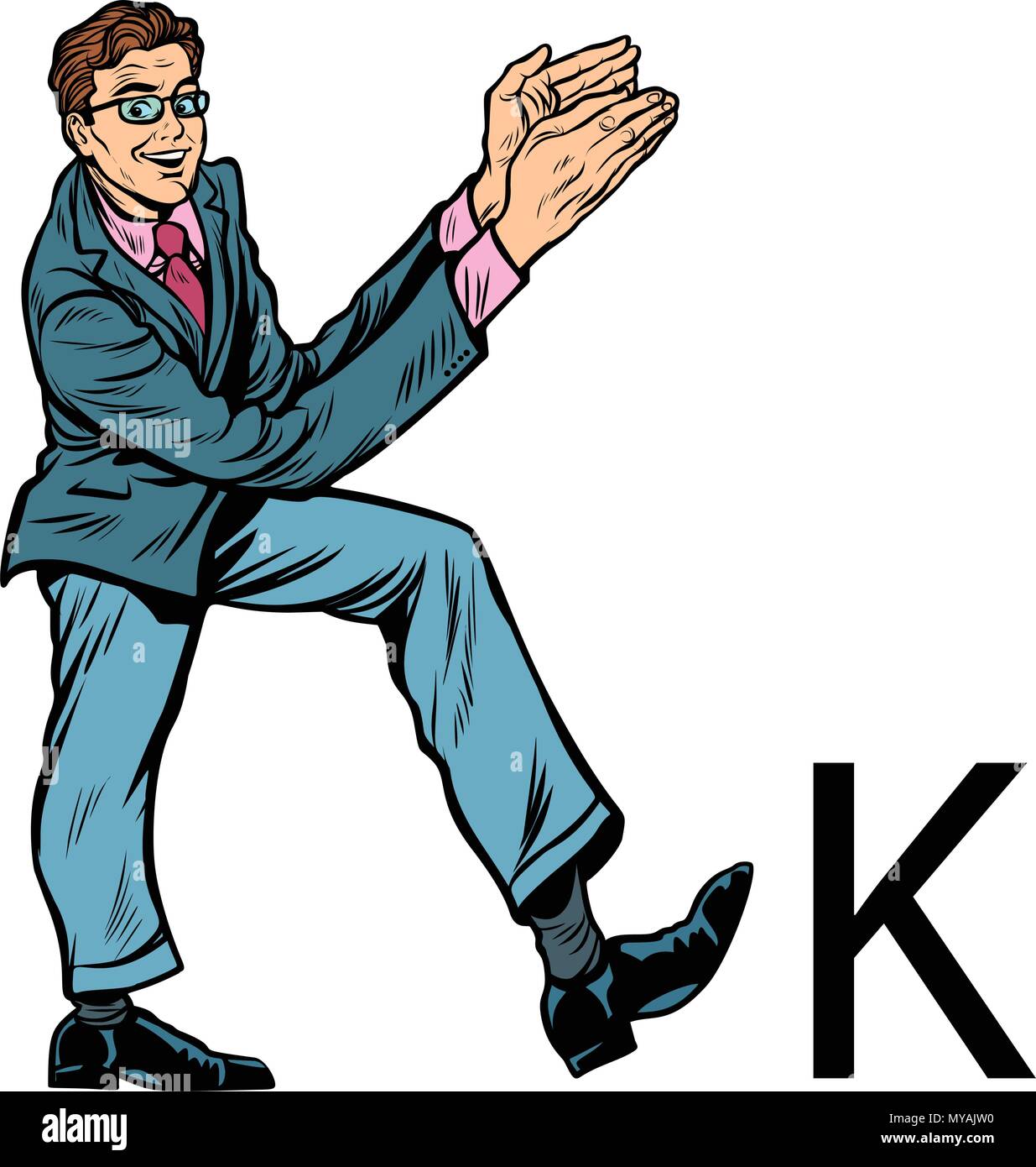 Buchstabe K Kay. Geschäftsleute silhouette Alphabet Stock Vektor