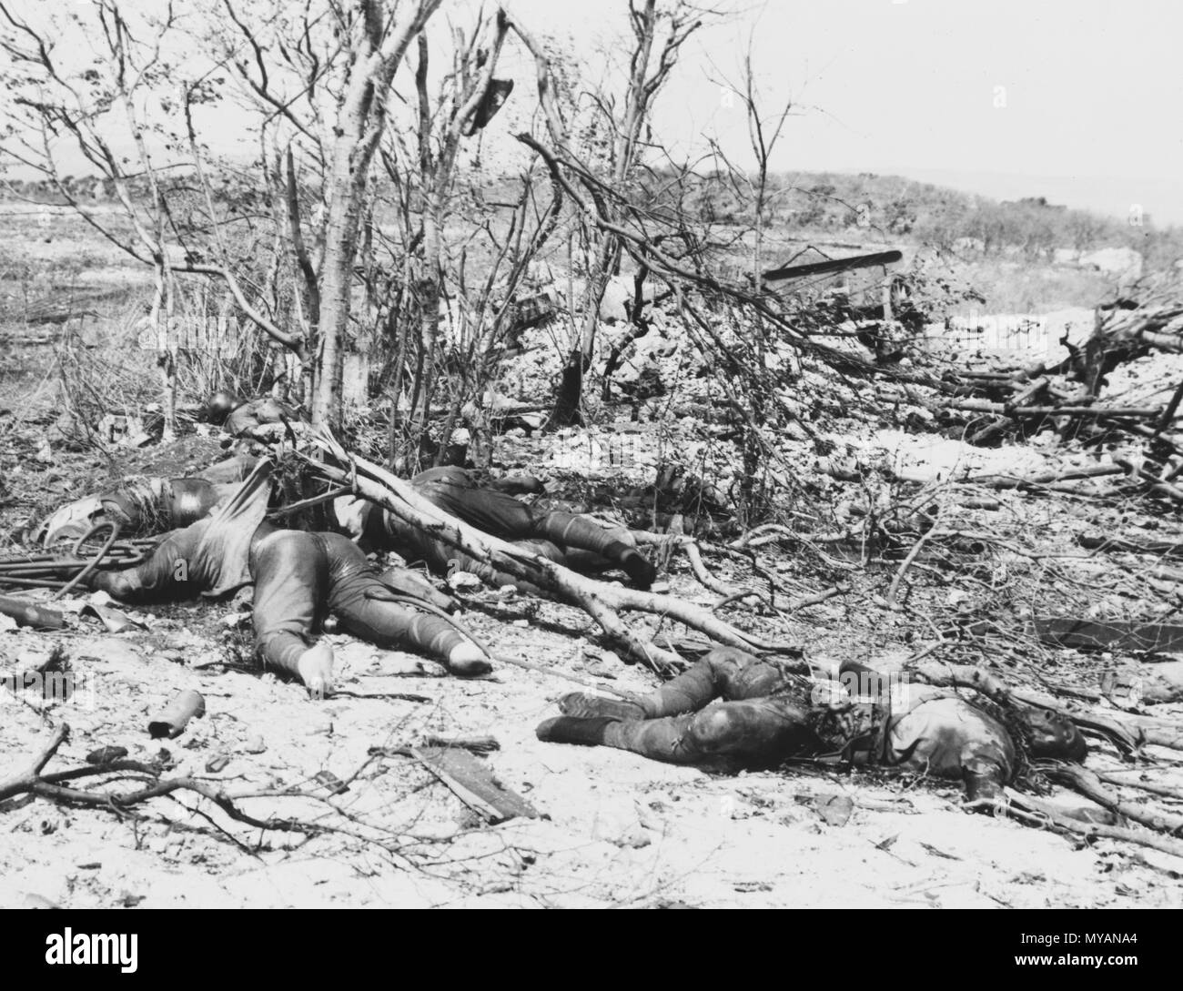 Gruppe von Japanischen toten Soldaten irgendwo im Pazifik Stockfoto