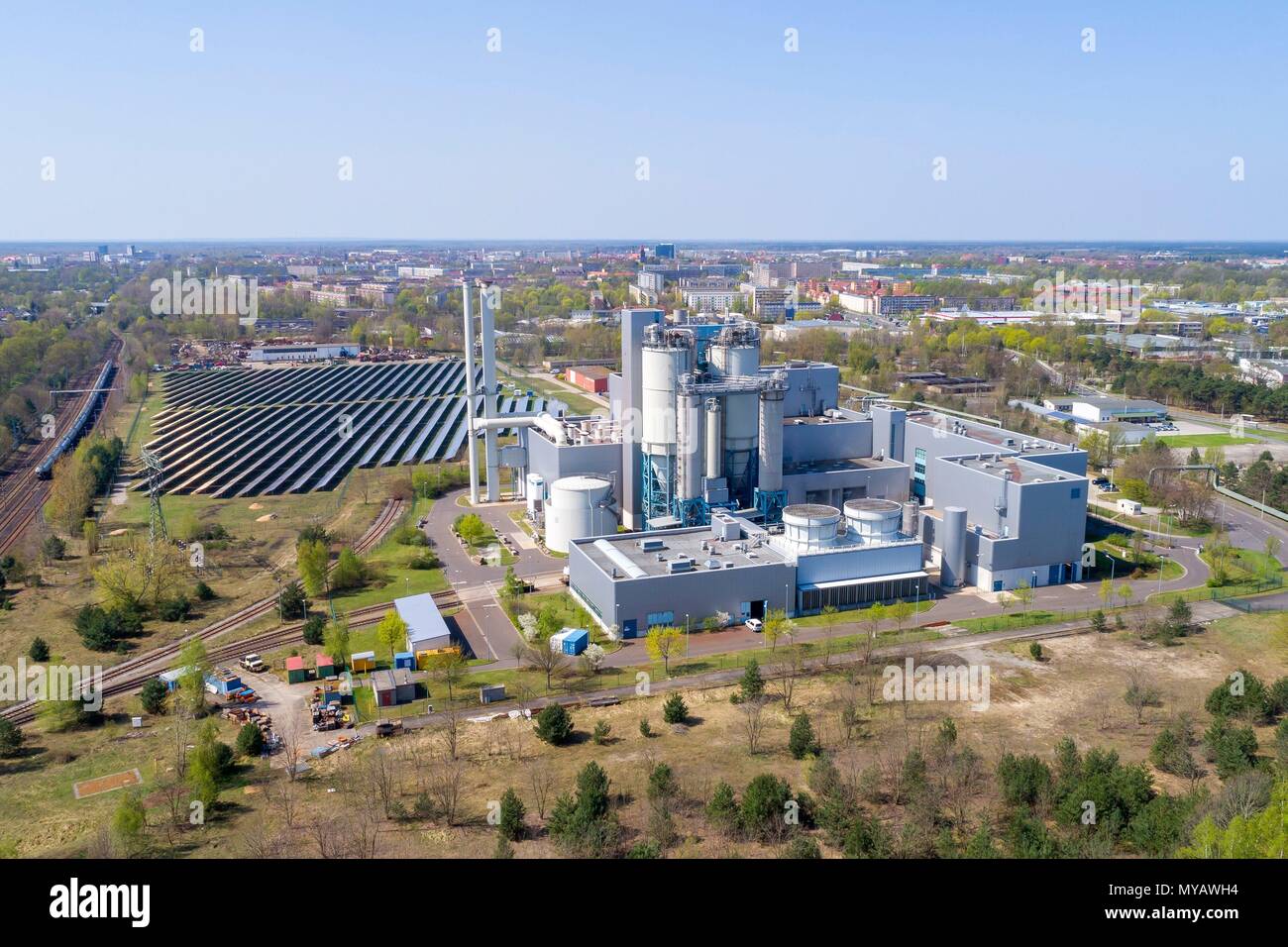 Luftbild des Heizkraftwerk Cottbus, Cottbus (Brandenburg), 18 Apr 2018 | Verwendung weltweit Stockfoto