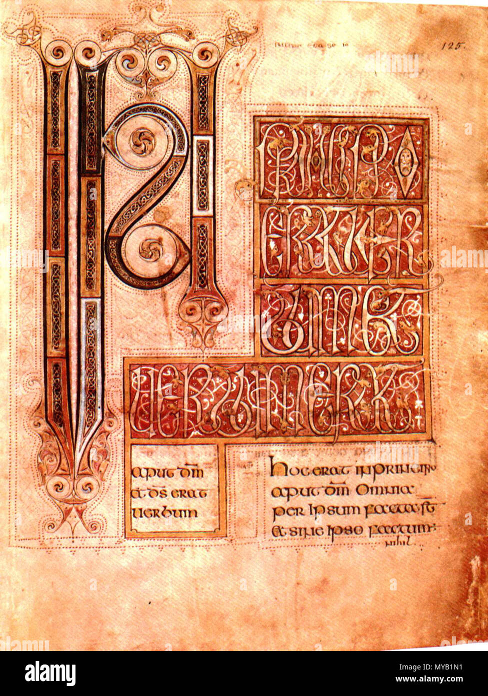 . Folio 125 recto aus der Barberini Evangelien, das incipit Seite zu Johannes 63 125 rinciptJohn BarberiniGospelsFol Stockfoto