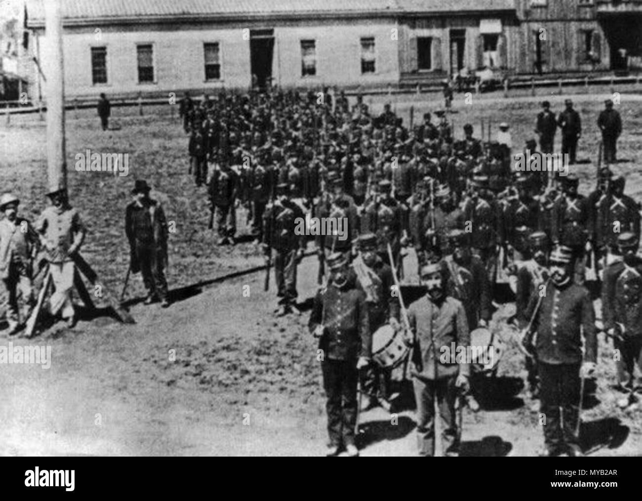 . Español: Batallon Zapadores, circa 1886. 11 März 2013, 23:15:10. Unbekannt 65 Batallon Zapadores en 1886 Stockfoto