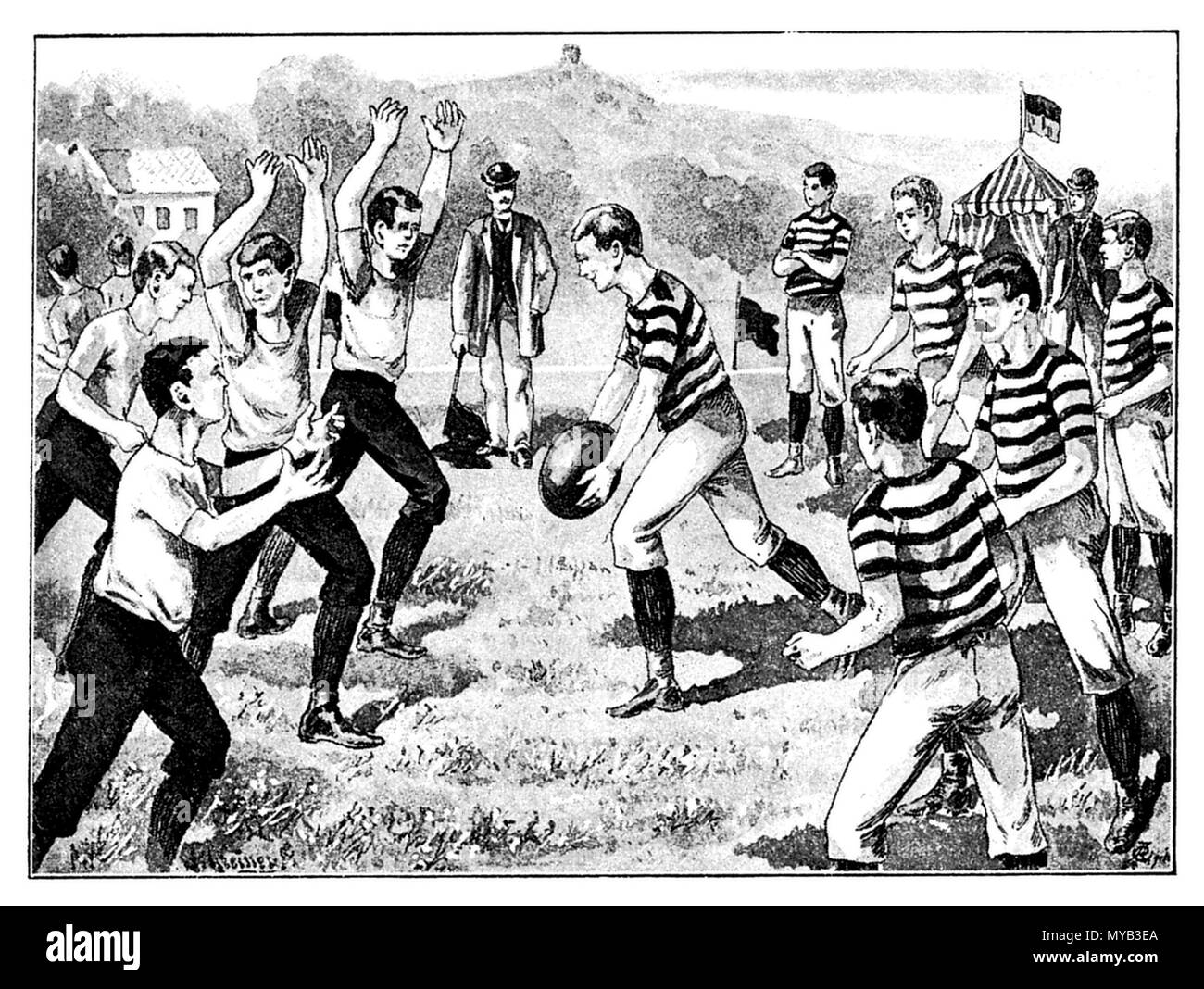 Rugby Spiel, ein Greiner 1895 Stockfoto