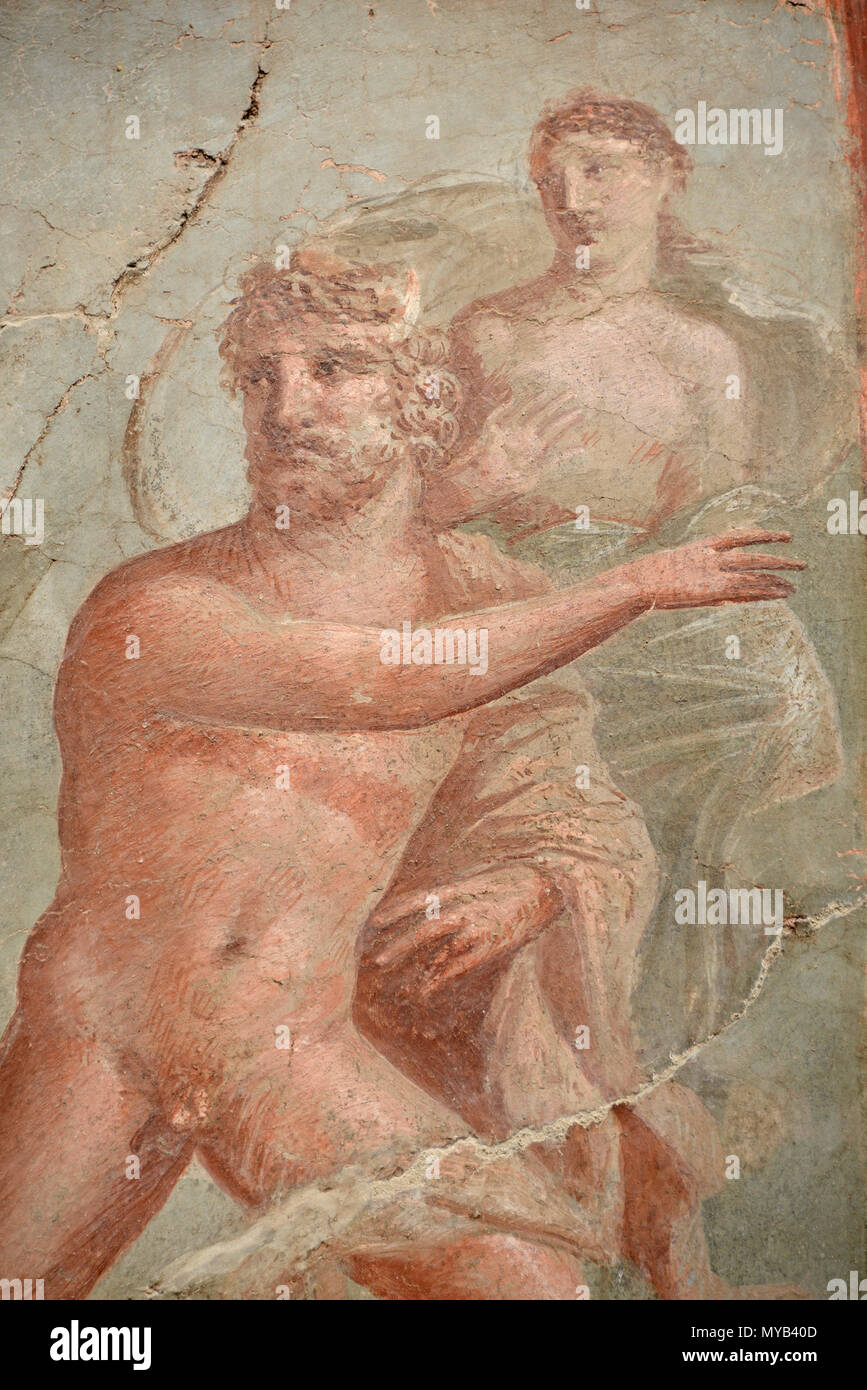 Freien Szene, Detail, von wandgemälde von Hercules, Achelous & Deianira, Hochschule der Augustales, Herculaneum, Italien Stockfoto