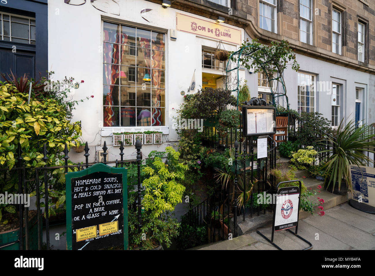 Anzeigen von Nom de Plume Cafe auf der Broughton Street in der New Town von Edinburgh, Schottland, Großbritannien Stockfoto