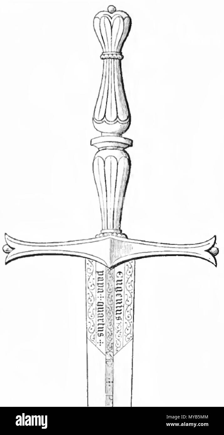 Englisch: Gesegnet Schwert von Johannes II., König von Kastilien. 1890.  Eugène Müntz 77 Gesegnet Schwert von Johann II. von Kastilien  Stockfotografie - Alamy