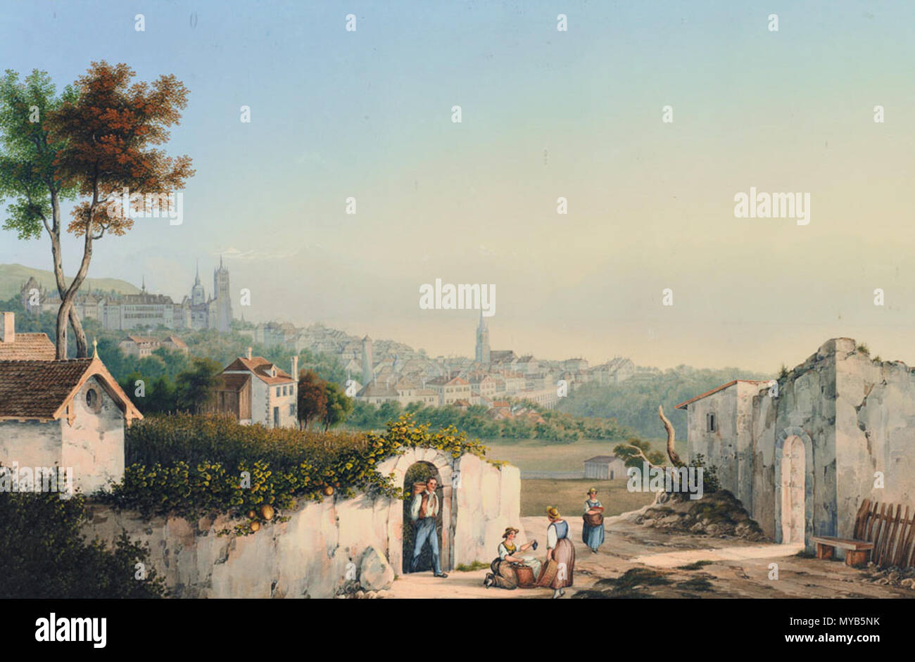 . Johann Ludwig Bleuler: Vue de la Ville de Lausanne et de ses Umgebung, Gouache, 31,5 x 47,5 cm. 19. Johann Ludwig Bleuler (1792 - 1850) Beschreibung Schweizer Maler Geburtsdatum / Tod 12. Februar 1792 28. März 1850 Ort der Geburt / Todes Feuerthalen Laufen-Uhwiesen Arbeitsort Niederlande (1820-1840), Rotterdam (1820 - 1840); Katwijk (1820-1840), Utrecht (1820 - 1840), Arnhem (1820 - 1840); Scheveningen (1820-1840), Leiden (1820-1840) Kontrolle: Q 1695331 VIAF: 64798550 ISNI: 0000 0000 7999 9806 ULAN: 500016644 84091552 LCCN: n GND: 11851170 X WorldCat 77 B Stockfoto