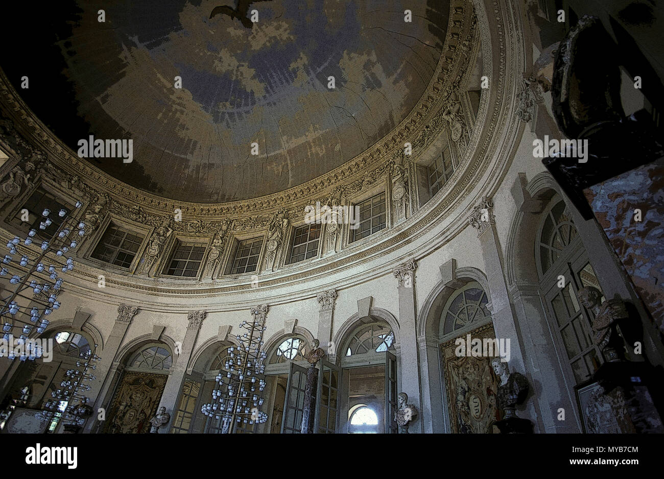 Ch ‰ Château de Vaux-le-Vicomte: Innenraum der barocken Grand Salon suchen, von Charles Le Brun (in PS gerendert), Vaux-le-Vicomte, Frankreich Stockfoto