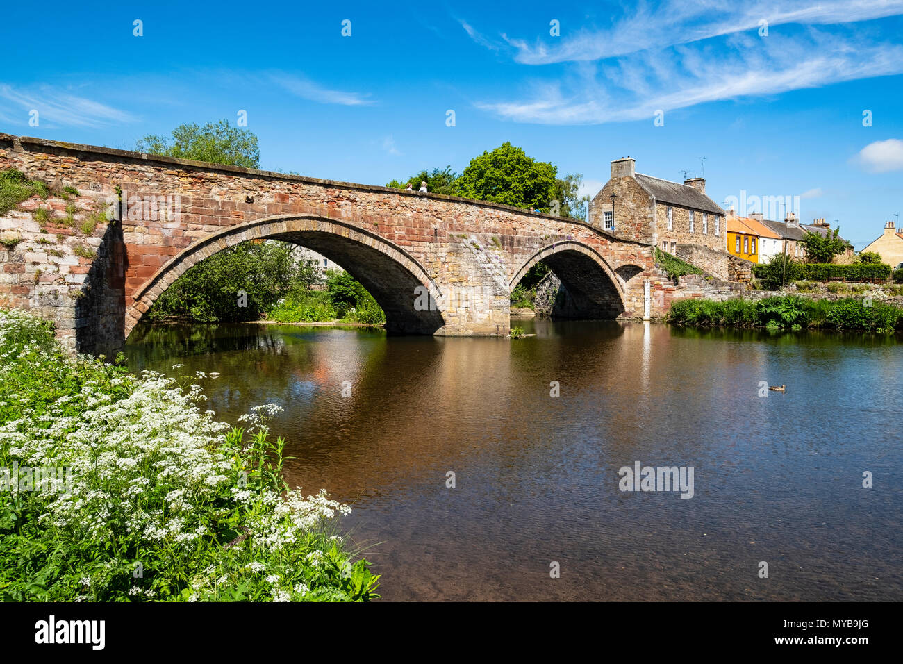 Nungate Brücke und den Fluss Tyne in Haddington, East Lothian, Schottland, Großbritannien Stockfoto