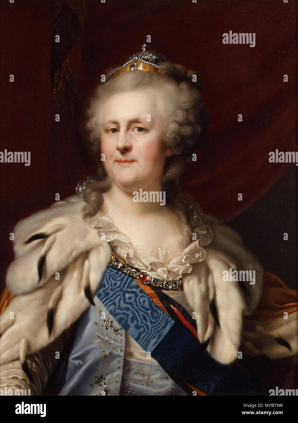 . Johann Baptist Lampi, Zarin Katharina II. von Russland (1729-1796) mit Diadem und Krönungsmantel, um 1794. Sophie Friederike Auguste von Anhalt-Zerbst heiratete 1745 den russischen Thronfolger Peter III. und trug seitdem den Namen Katharina. Nachdem sie Peter 1762 entmachtet hatte, regierte sie allein das Zarenreich. (Inv.-Nr. 1988/1498). 1793 oder 1794. Лампи Иоганн - Батист (Iohann-Baptist Ritter von Lampi, художник, старший) 102 Katharina II von J. B. Lampi (Deutsches Historisches Museum) Stockfoto