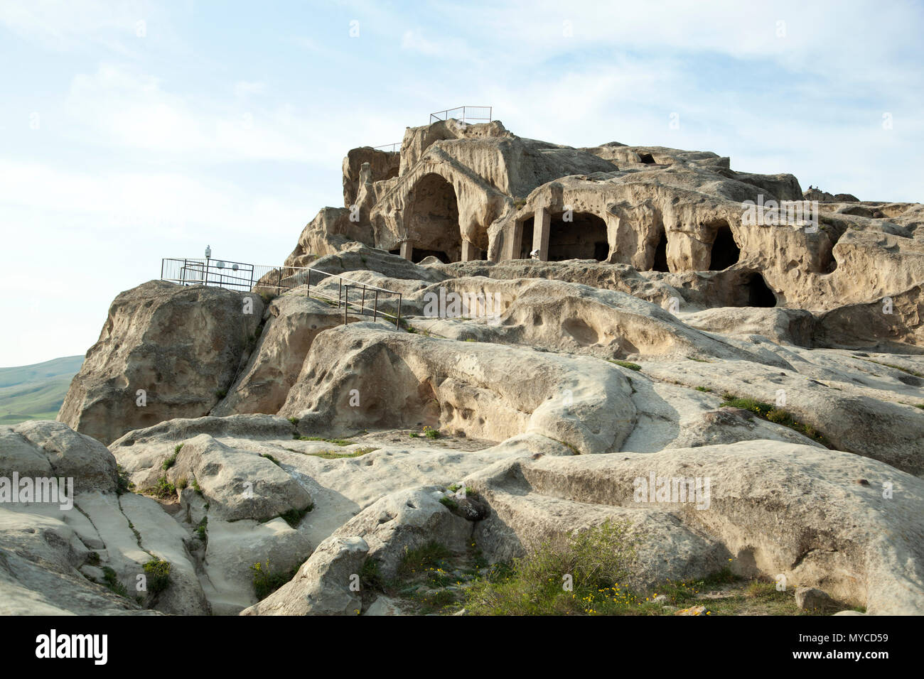 Die Menschen lebten in Uplistsikhe rock-cut City seit der frühen Eisenzeit und ist die älteste Besiedlung durch den Menschen in Georgien. Stockfoto